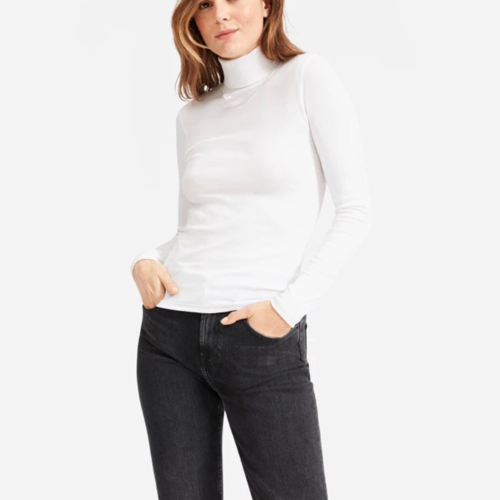 NWOT Everlane Turtleneck Pima Micro Rib in White
